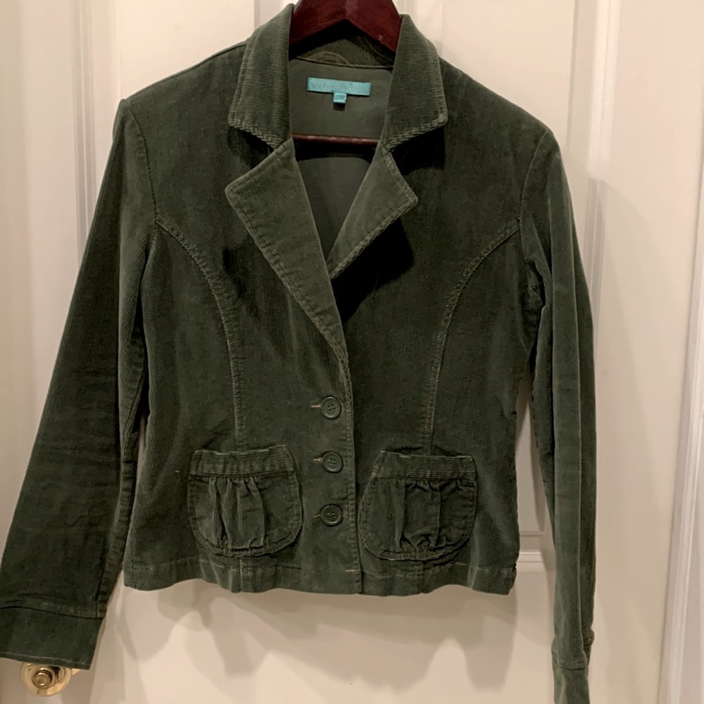 Rebecca Thompson corduroy cropped blazer size Large forest green